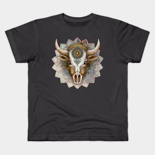 Cow skull mandala Kids T-Shirt